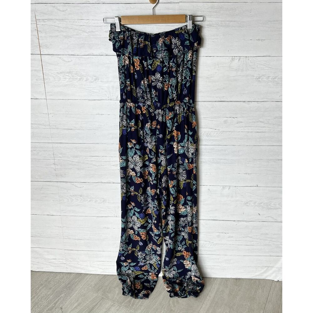 Angie Jumpsuit Womens Size Small Colorful Floral Ruffles Strapless Summertime - Picture 10 of 13